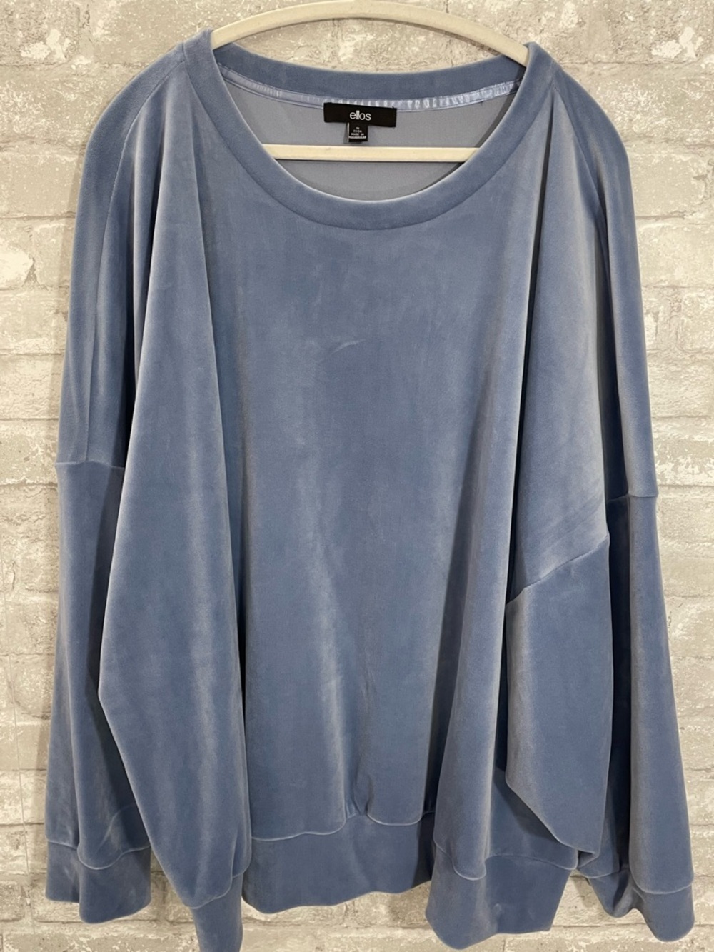 ellos Relaxed Velvet Pullover in Light Blue